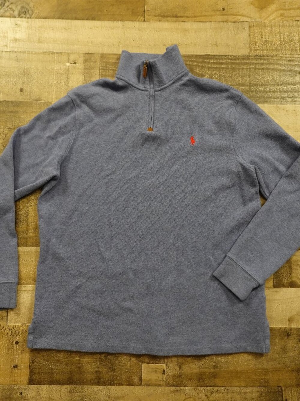 Polo Ralph Lauren Quarter Zip Pullover Men's Large‎ Blue Pony Cotton Sweater